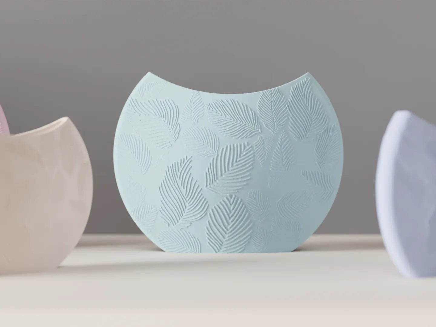 Vaso Decorativo Circolare con Rilievo Foglie - Packar